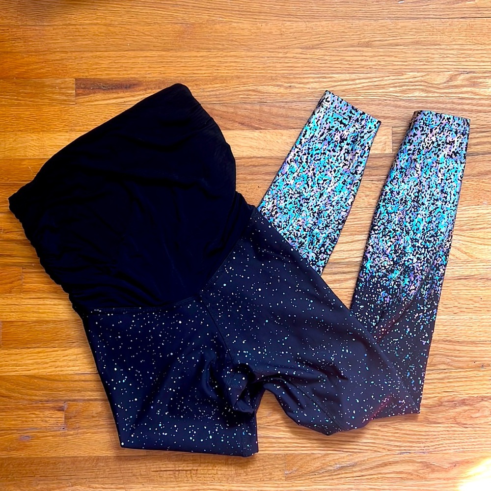 EUC Black Sparkly Maternity Leggings Medium